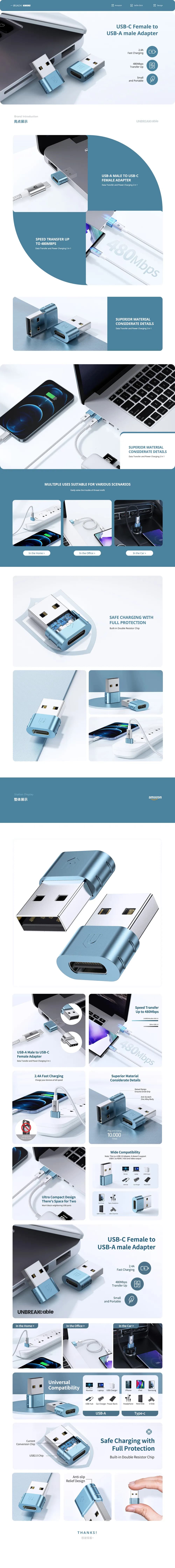 USB 转接头亚马逊详情页长图